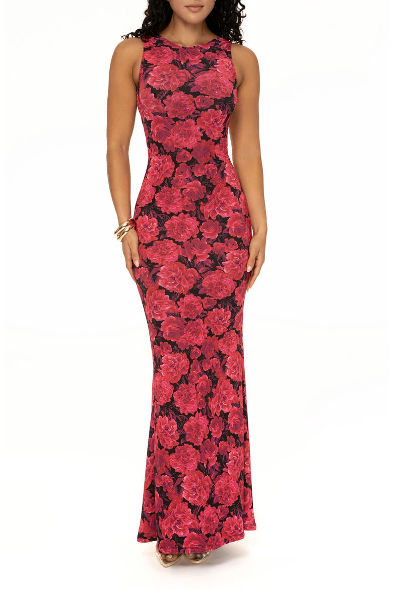Front & Center Floral Knit Maxi Dress, Main, color, PINK