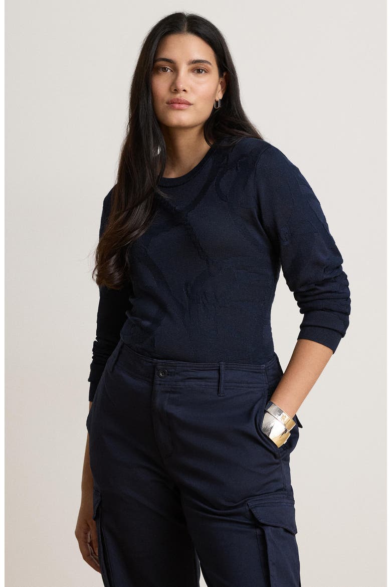 Crewneck Sweater, Alternate, color, LAUREN NAVY BLUE