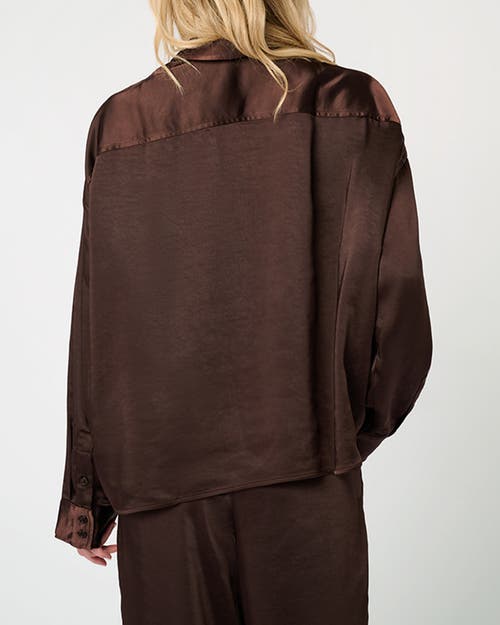 Weworewhat Cropped Button Front Shirt In Chestnut