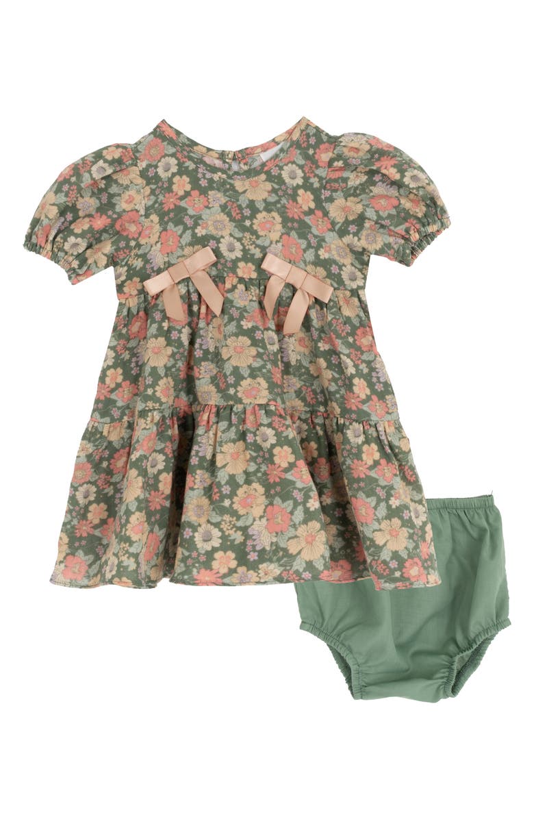 Rare Editions Floral Woven Dress, Main, color, Sage