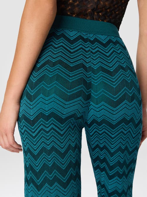 Missoni Straight Long Pants In Chevron Pattern In Green