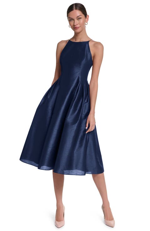 Spaghetti Strap Fit & Flare Midi Dress