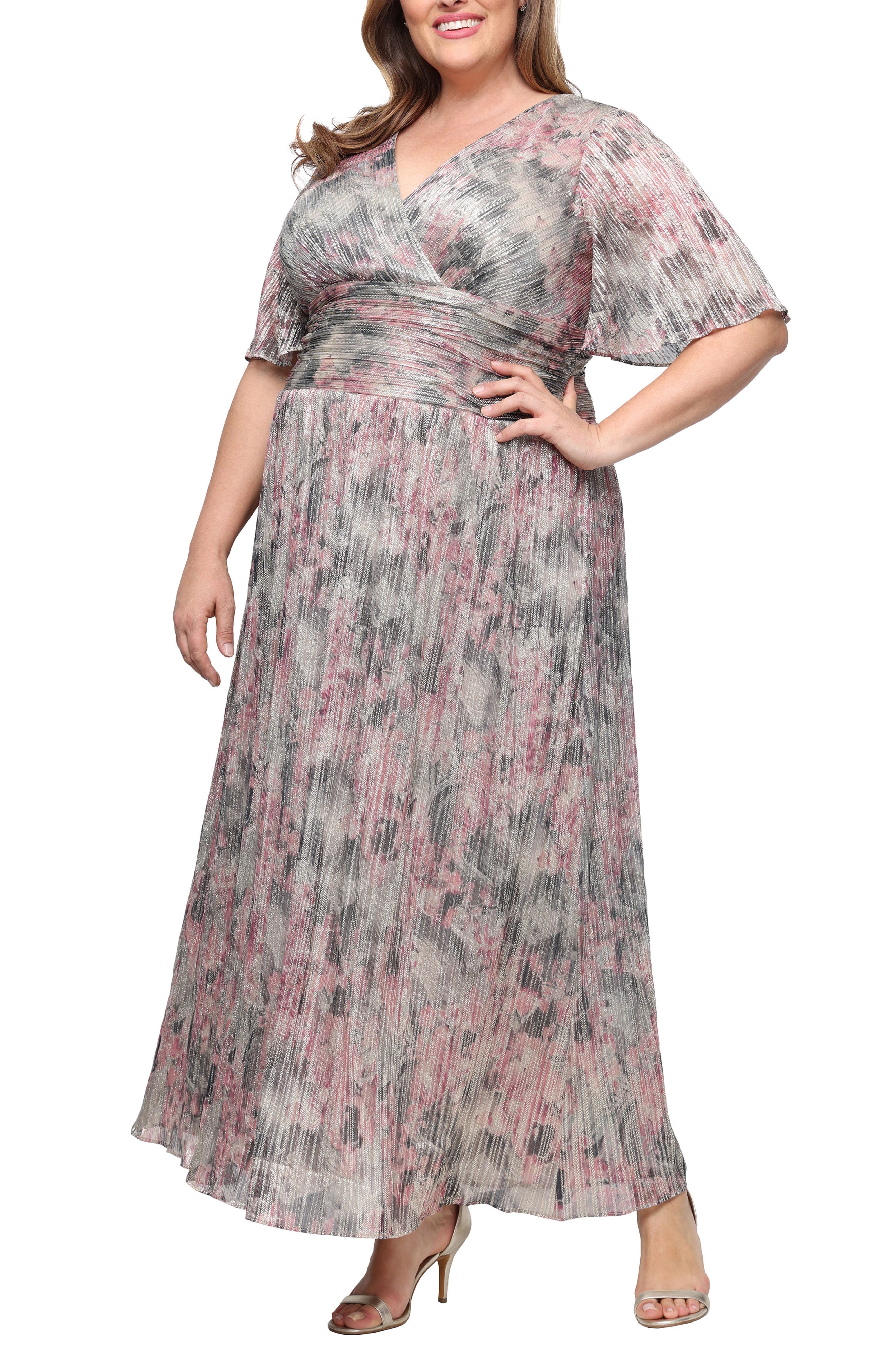 Metallic Floral Gown