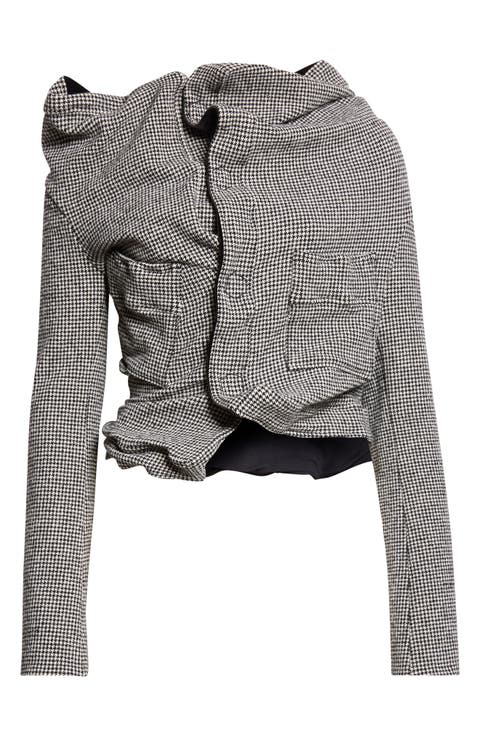 Asymmetrical Draped Wool Blend Jacket