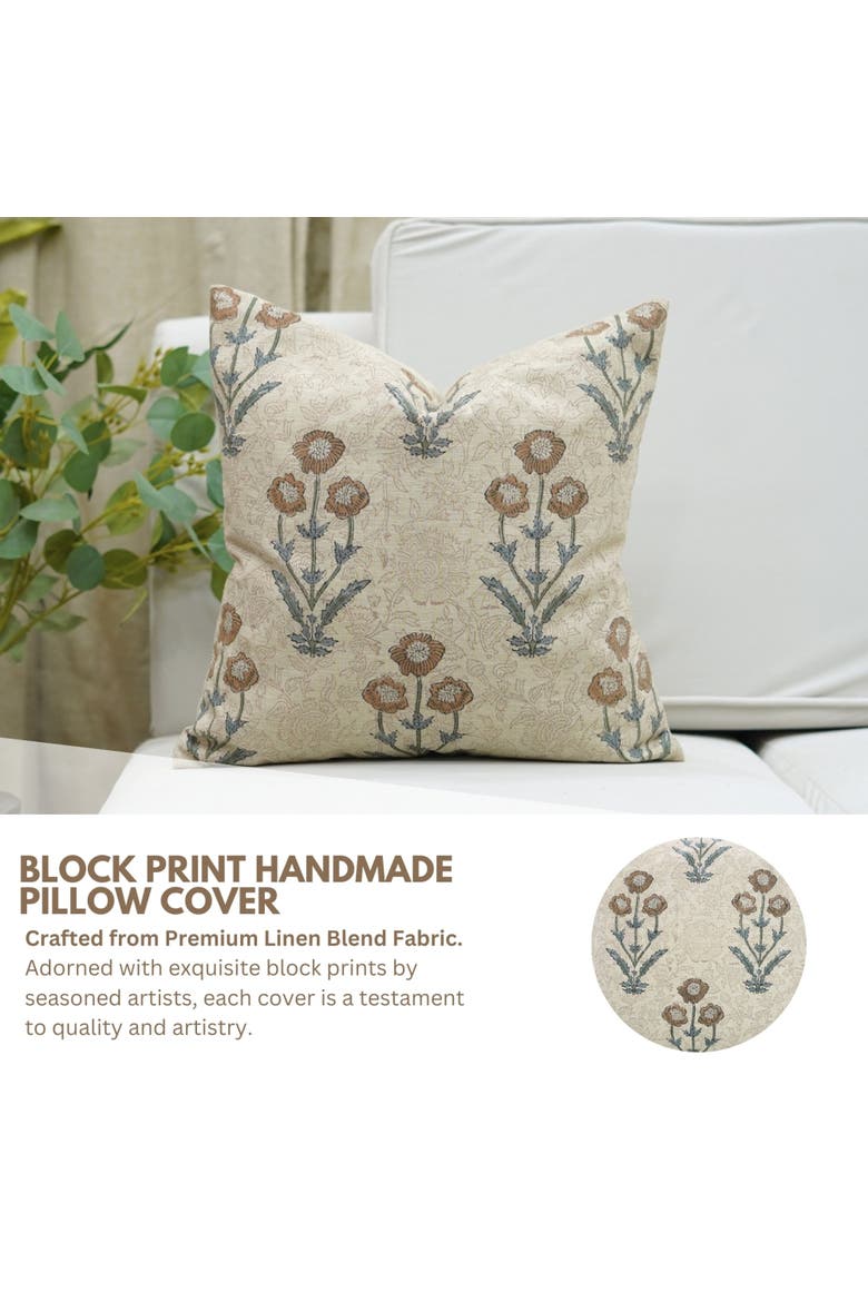 Amitabh Floral Block Design Pillow Cover, Alternate, color, Brown