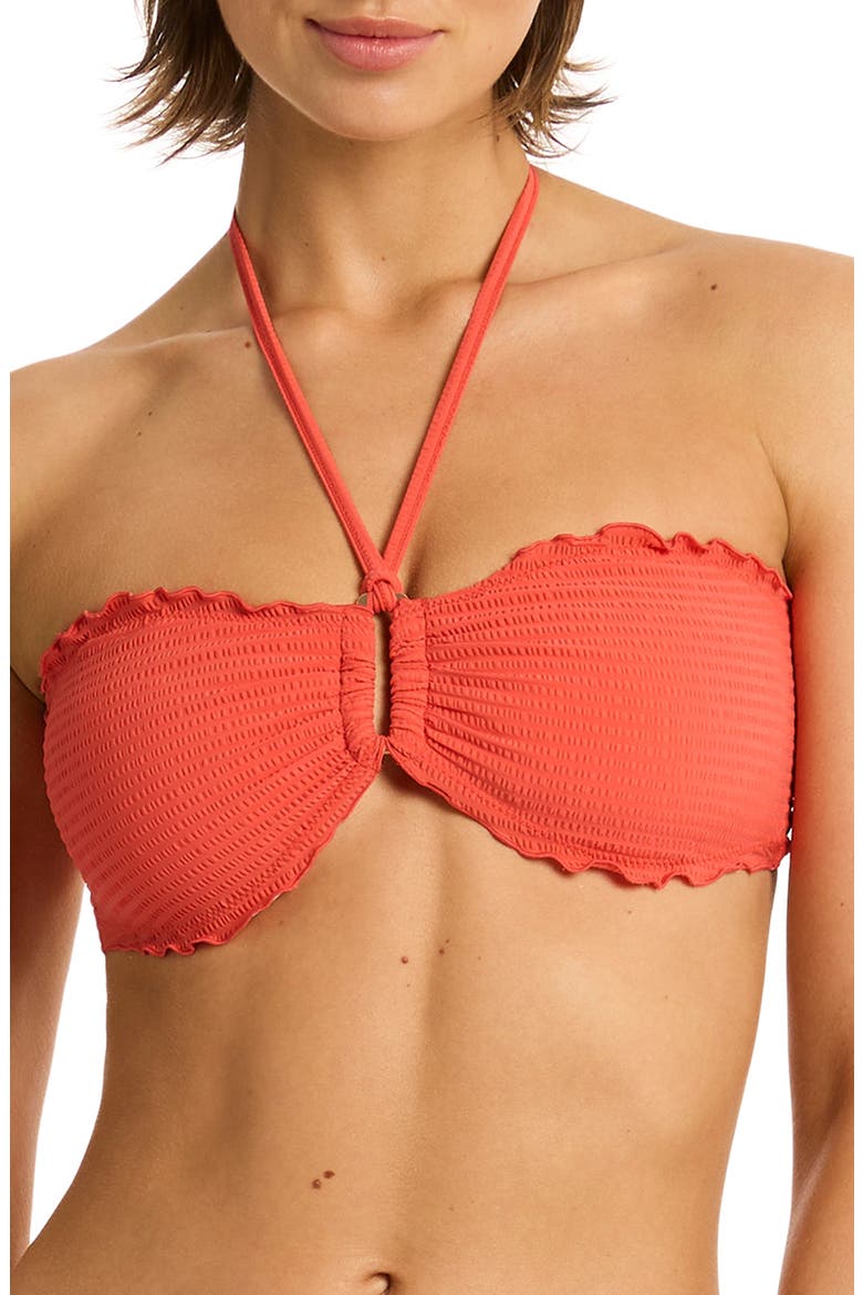 Messina Ring Bandeau Bikini Top, Main, color, FLAME