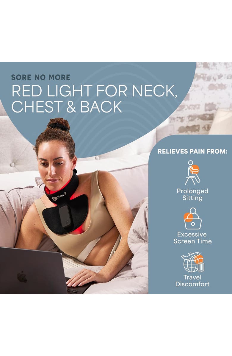 Lifepro Red Light Therapy Neck Wrap 660nm & 850nm Near Infrared Device, Alternate, color, Black