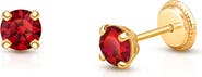 Tiny Blessings 14K Gold 4mm Crystal Birthstone Studs Screw Back Earrings