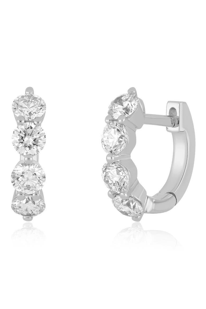 Jumbo Diamond Huggie Hoop Earrings, Main, color, 14K WHITE GOLD