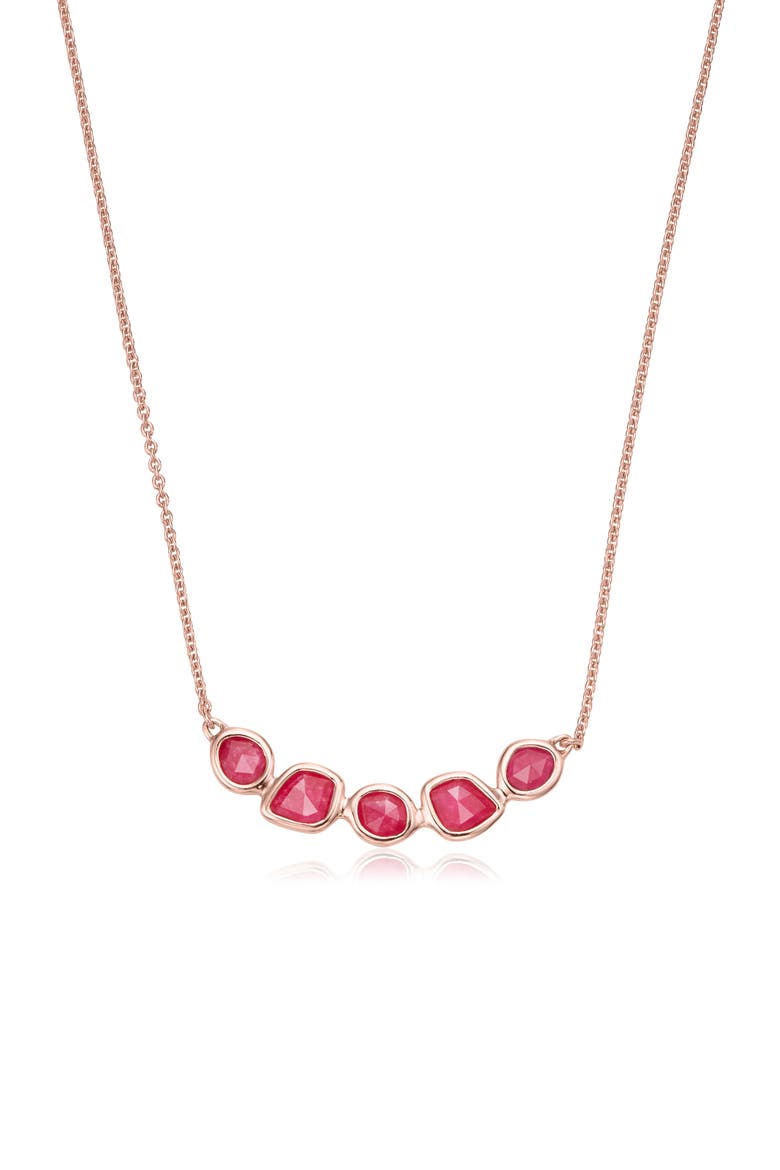 Siren Mini Nugget Cluster Necklace, Main, color, ROSE GOLD/ PINK QUARTZ