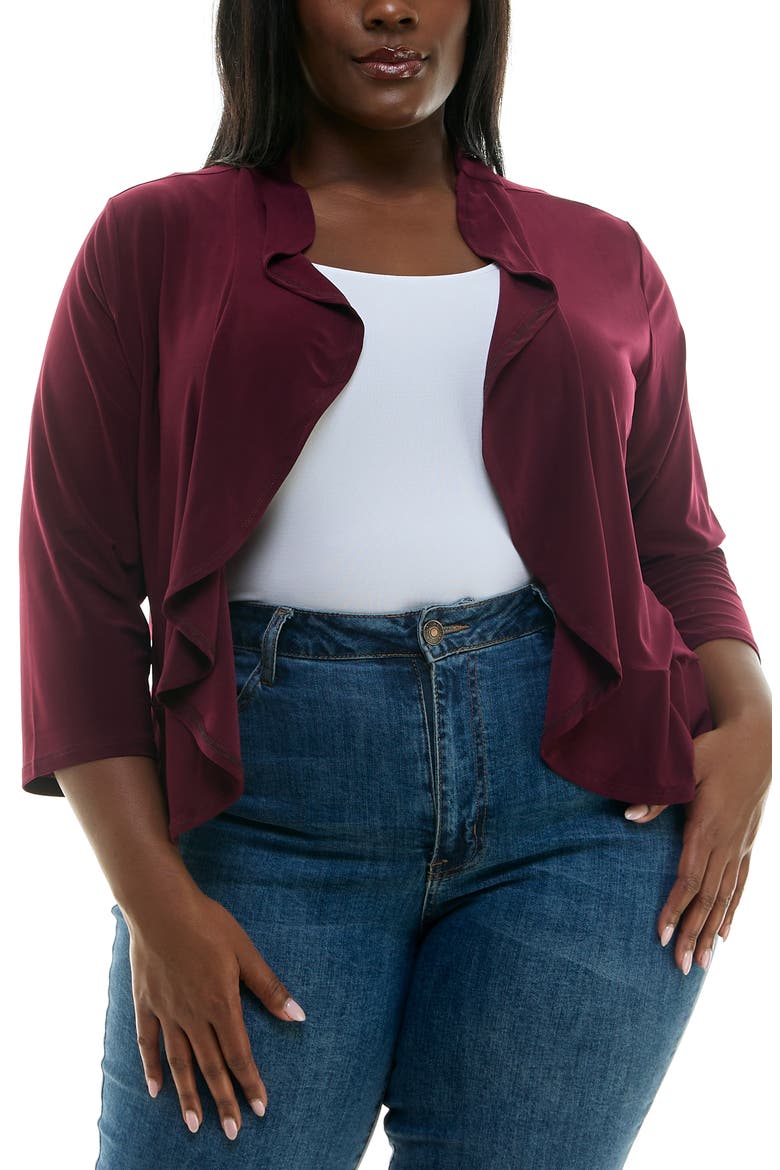 Ruffle Bolero, Main, color, DEEP WINE