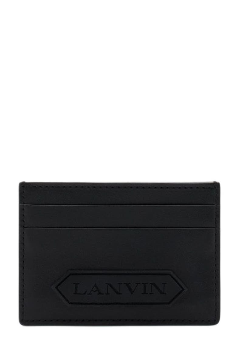 Signature Leather Cardholder, Main, color, BLACK