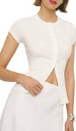 Reformation Raelynn Button Front Organic Cotton Knit Top