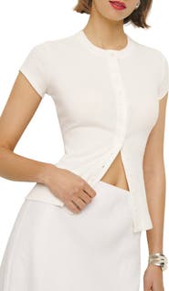 Reformation Raelynn Button Front Organic Cotton Knit Top