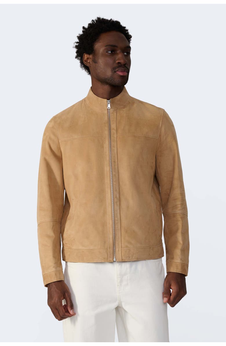 Furniq UK Monty Suede Bomber Jacket, Alternate, color, Pastel Brown