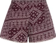 Veronica Beard Tennison Bandana Print High Rise Cotton Blend Shorts