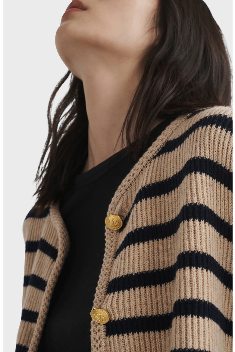 Nancy Stripe Wool Blend Cardigan, Alternate, color, OATMEAL