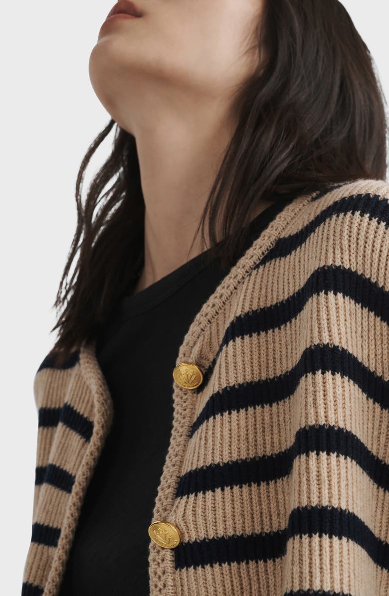 rag & bone Nancy Stripe Wool Blend Cardigan, Alternate, color, 