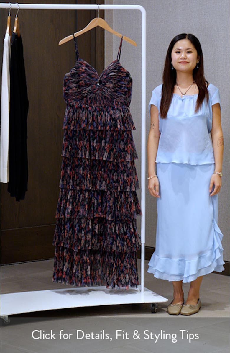 Floral Gathered Tiered Evening Gown, sales video thumbnail