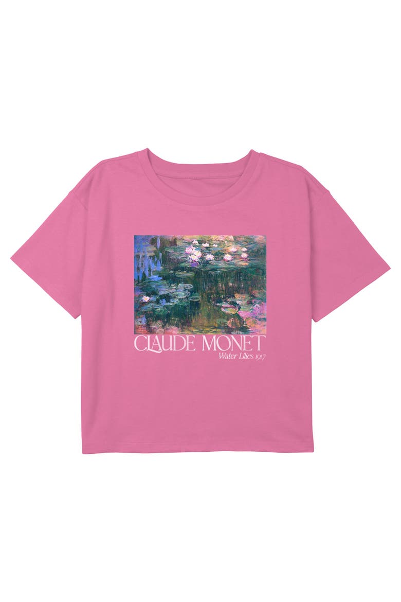 Girls' Claude Monet Water Lilies 1917 Graphic Cropped T-Shirt, Main, color, Light Pink