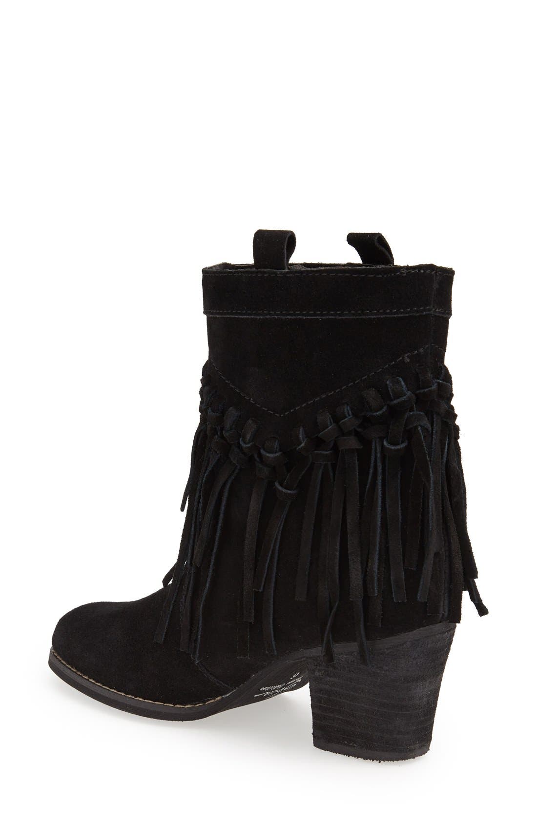 'Sound' Fringe Suede Bootie, Alternate, color, BLACK SUEDE