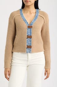 CITY BLUES Denim Trim Cardigan