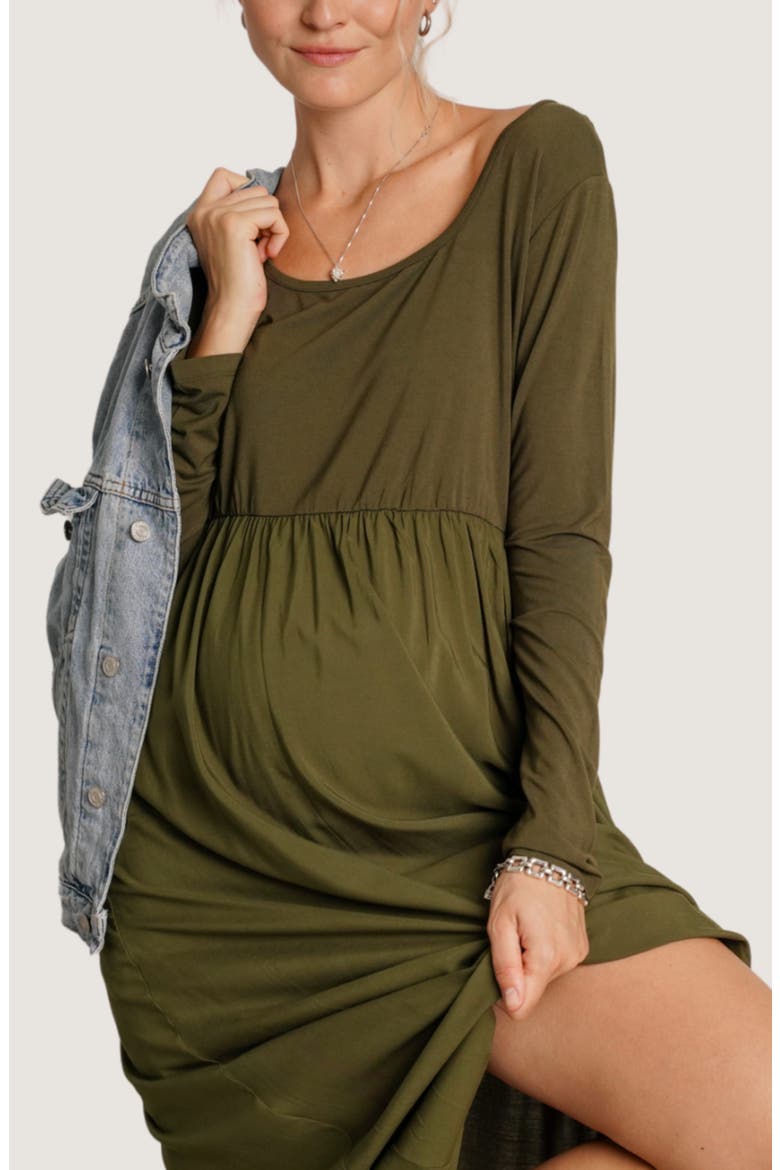 Maeve Maternity Long Sleeve Dress, Alternate, color, MOSS