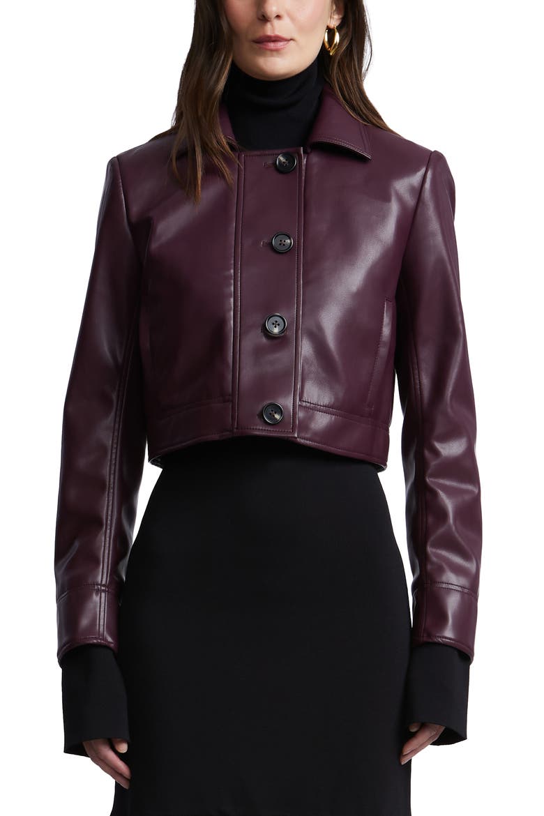 Paloma Faux Leather Cropped Jacket, Alternate, color, PORT
