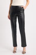 Anne Klein Pull On Faux Leather Straight Leg Pants
