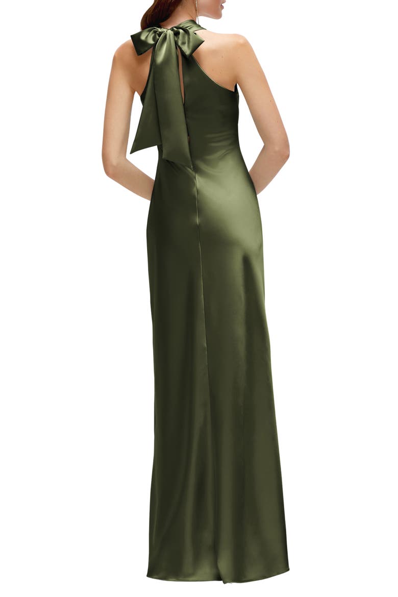 Bias Cut Stretch Satin Charmeuse Gown, Alternate, color, OLIVE GREEN