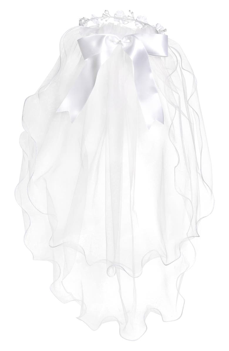 Us Angels First Communion Embellished Comb & Veil, Alternate, color, 