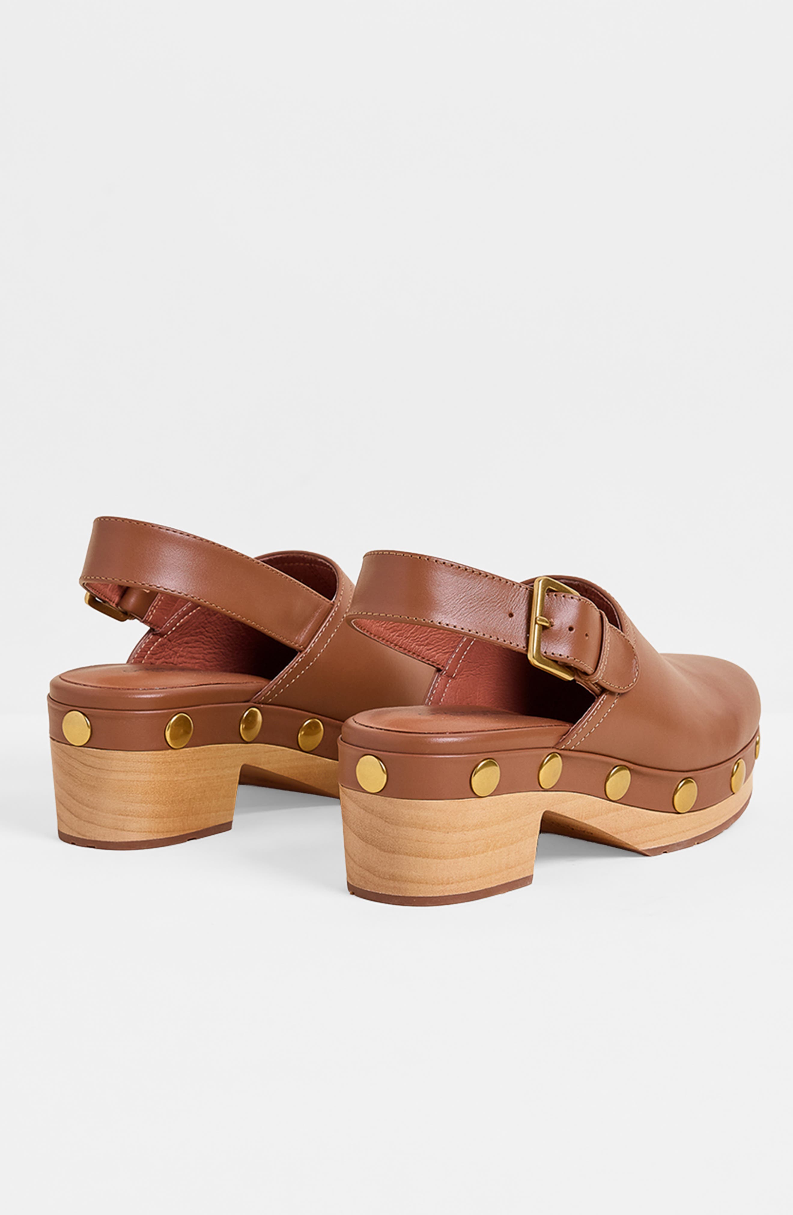 Jona Slingback Platform Studded Clog, Alternate, color, Luggage