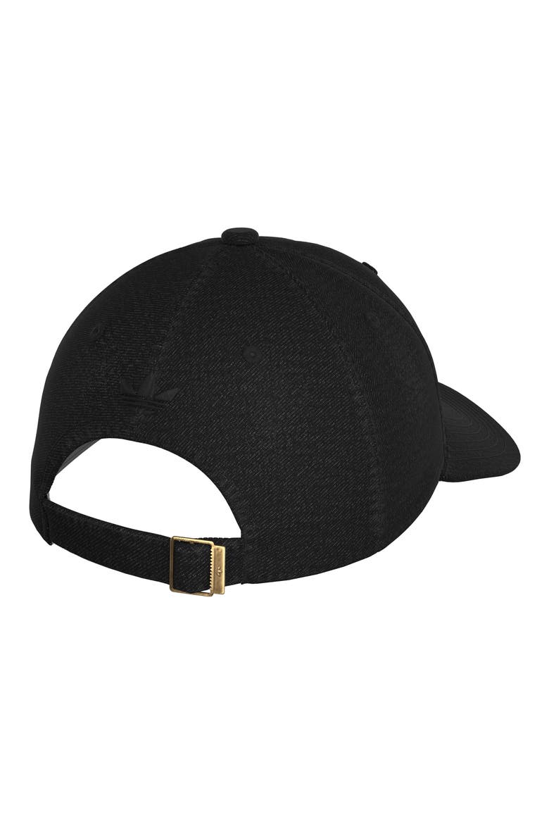 Trefoil Embroidered Denim Baseball Cap, Alternate, color, BLACK DENIM/ BLACK