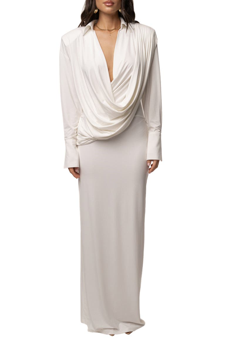 Poise Draped Maxi Dress, Main, color, Ivory