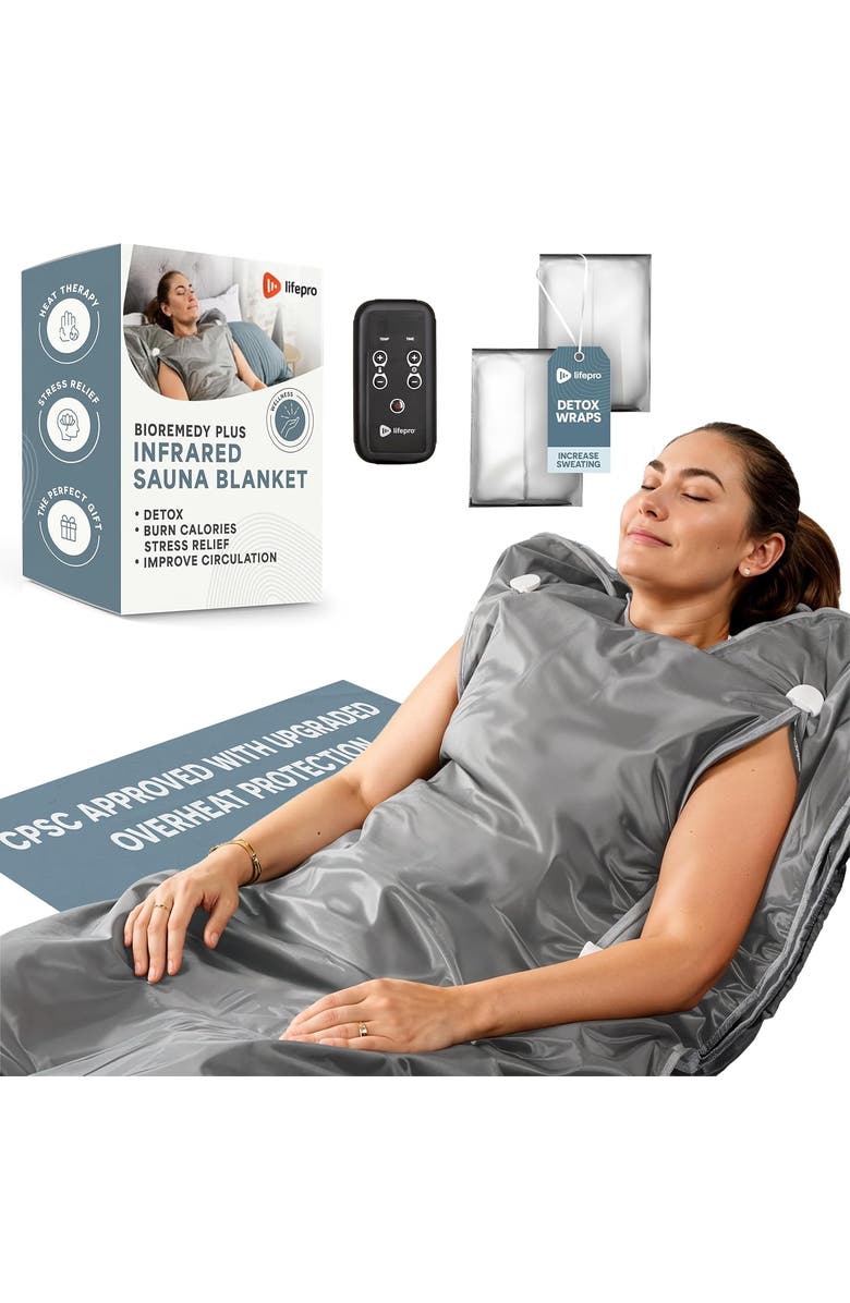Lifepro BioRemedy Infrared Sauna Blanket Portable Full Body Detox & Relaxation, Main, color, Regular Grey