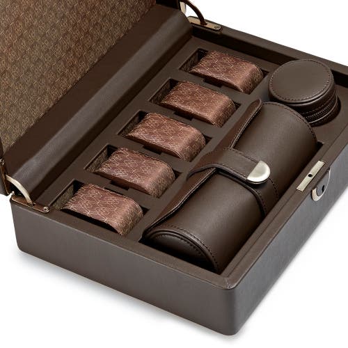 Wolf Earth 5 Piece Watch Box With Storage In Coffee