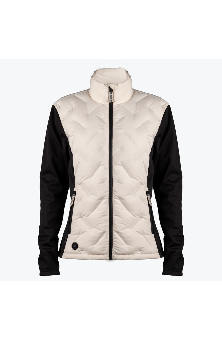 Mobile Warming Aria Natural Down Hybrid Heated Jacket, Alternate, color, Black/Cream