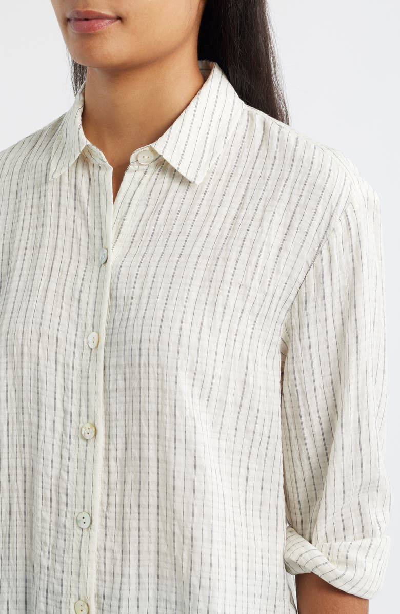 Bella Dahl Stripe Boyfriend Shirt, Alternate, color, Ecru/ Black Pinstripe