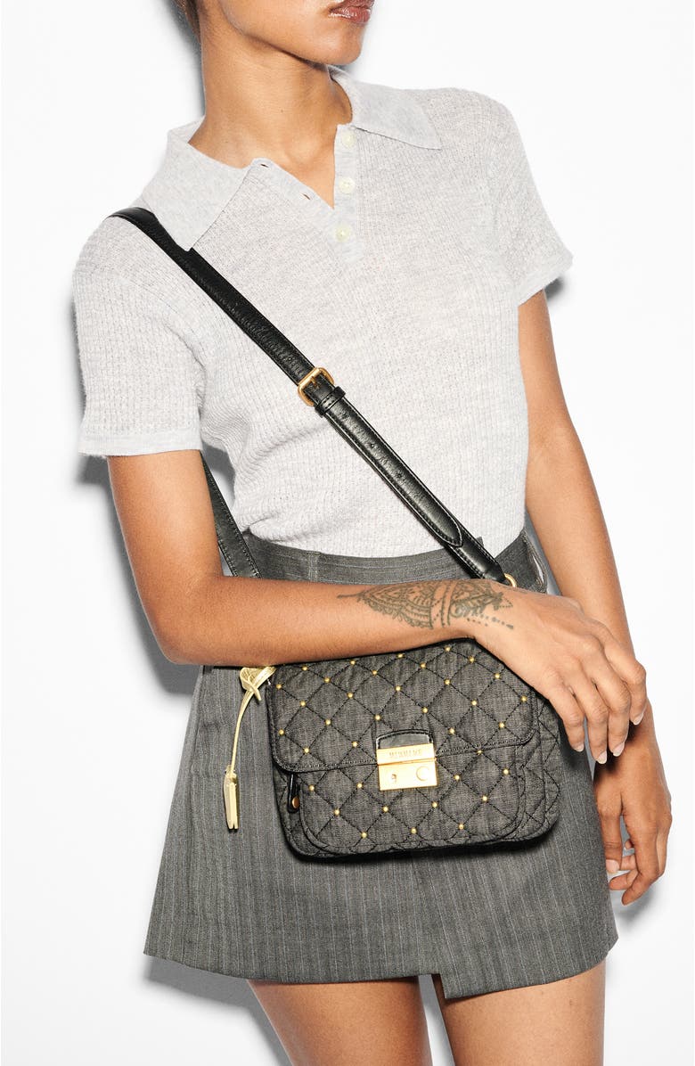 MZ Wallace Small Crosby Lock Quilted Denim Crossbody Bag, Alternate, color,