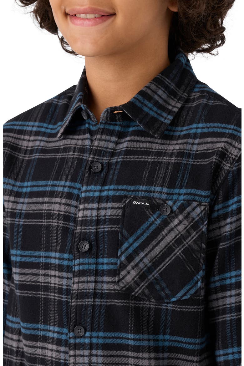 Kids' Redmond Plaid Flannel Button-Up Shirt, Alternate, color, BLACK