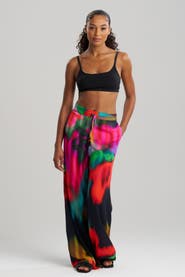 Natori Floral Mirage - Printed Rayon Pants w/ Tassel