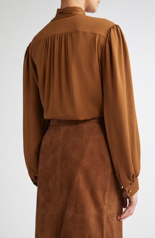 Max Mara Melania Tie Neck Silk Crêpe De Chine Top In Brown
