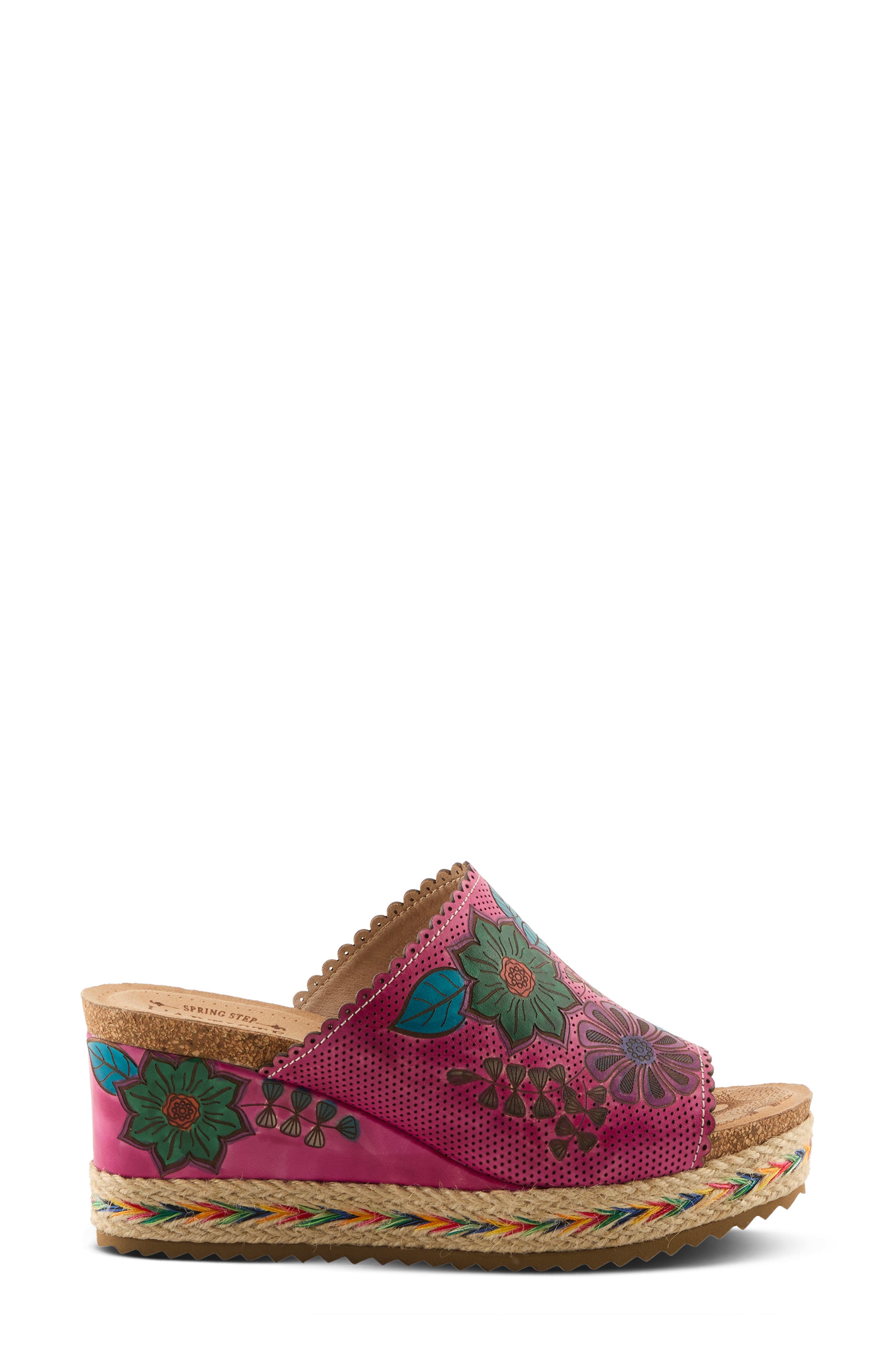 L'Artiste by Spring Step Delraybeach Espadrille Platform Wedge Slide Sandal, Alternate, color, Fuchsia Multi