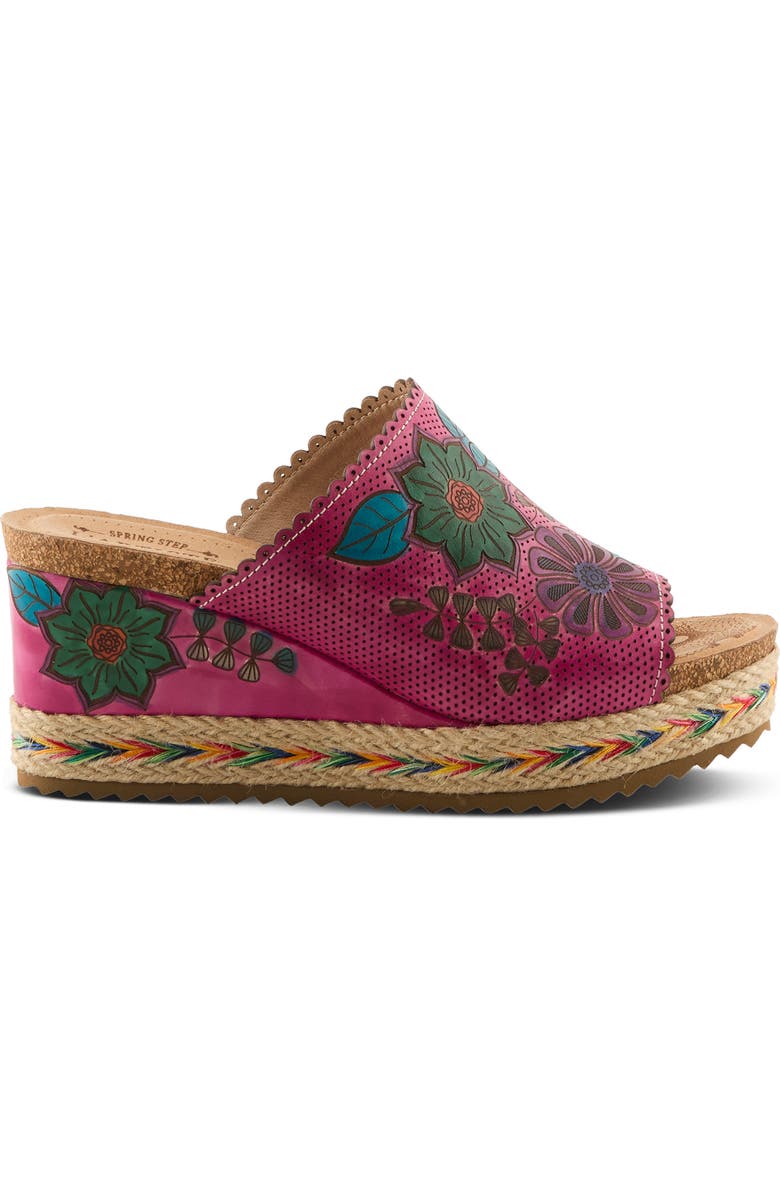 L'Artiste by Spring Step Delraybeach Espadrille Platform Wedge Slide Sandal, Alternate, color, Fuchsia Multi