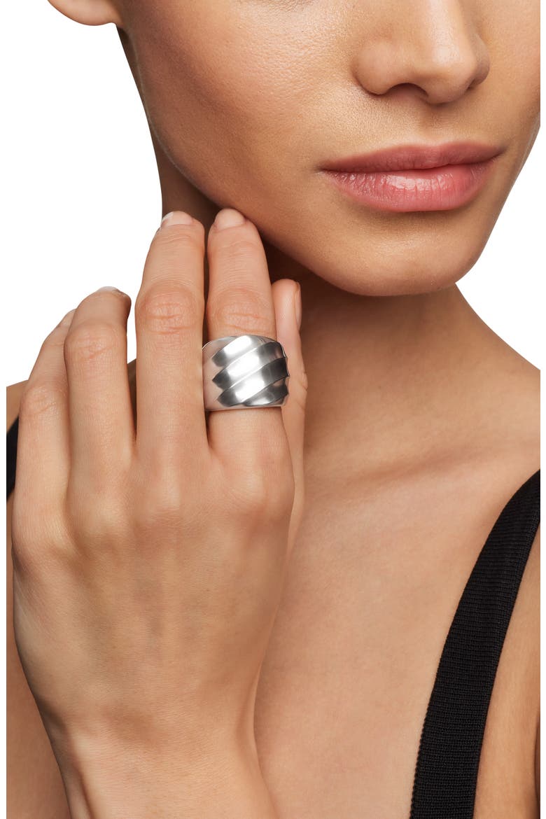 Cable Edge Saddle Ring, Alternate, color, STERLING SILVER