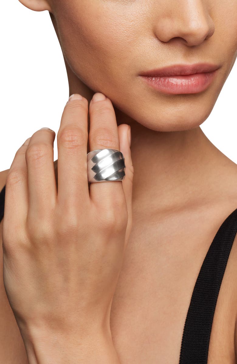 David Yurman Cable Edge Saddle Ring, Alternate, color, Sterling Silver