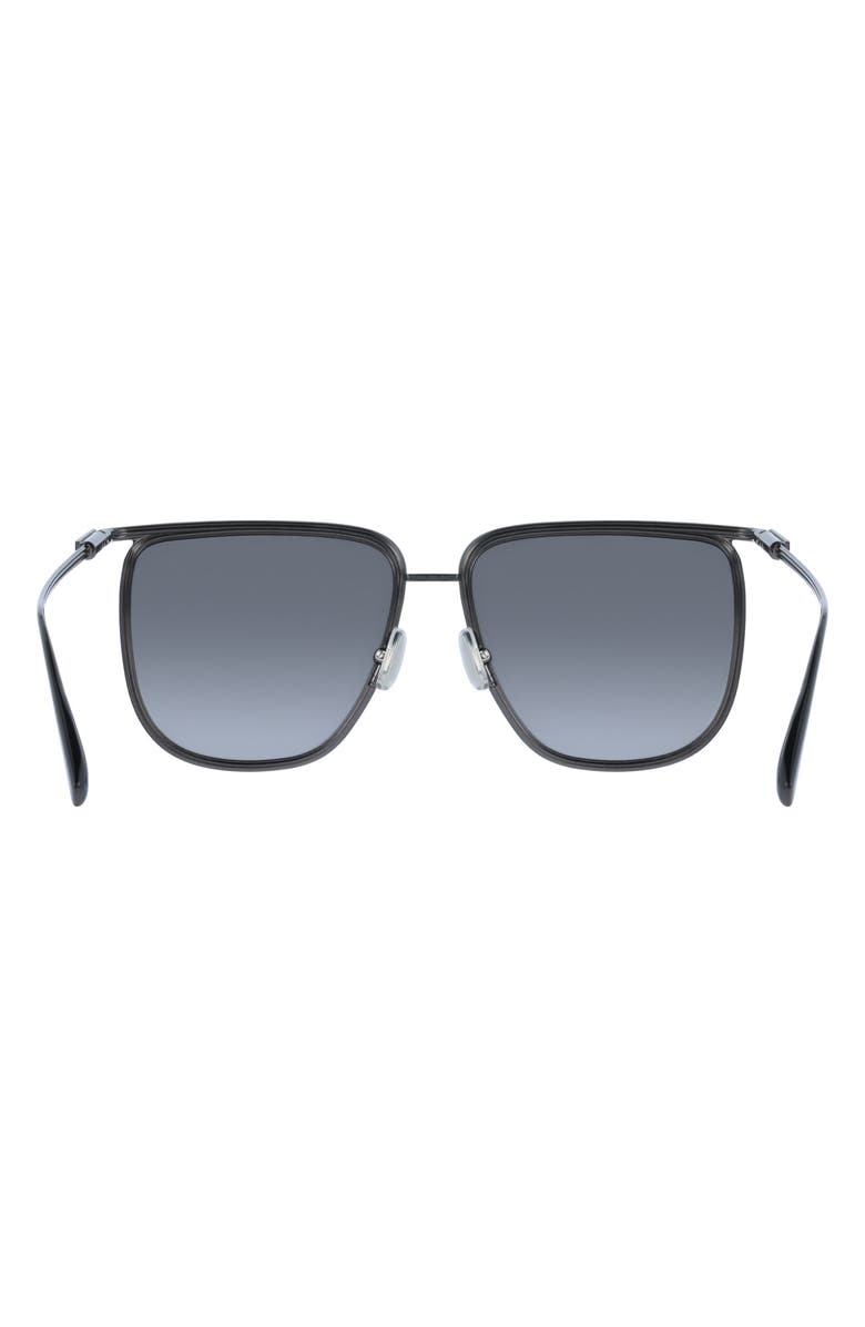 FERRAGAMO 58mm Gradient Modified Rectangular Sunglasses, Alternate, color, Dark Ruthenium