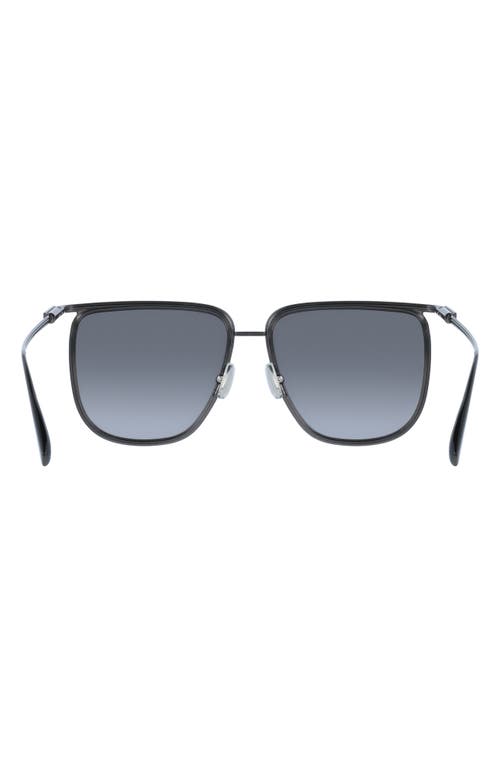 Ferragamo 58mm Gradient Modified Rectangular Sunglasses In Dark Ruthenium