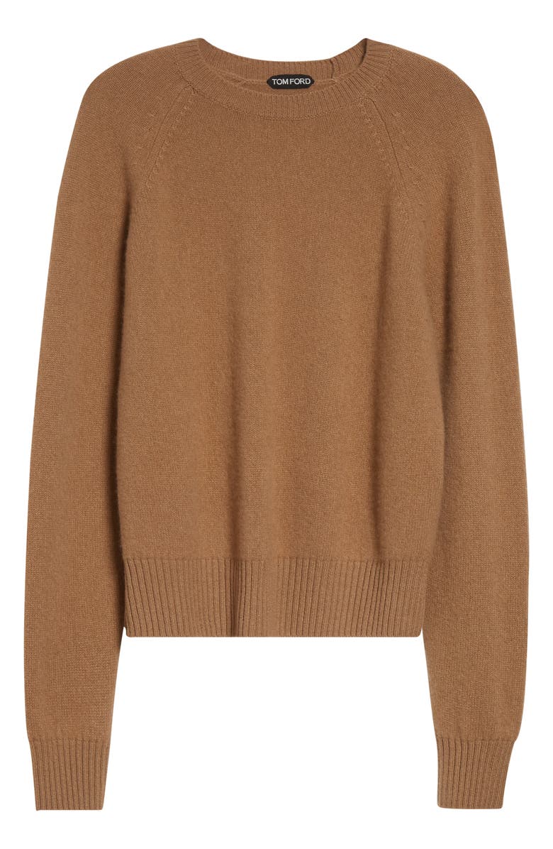 TOM FORD Felted Cashmere Crewneck Sweater, Alternate, color, Jb252 Camel