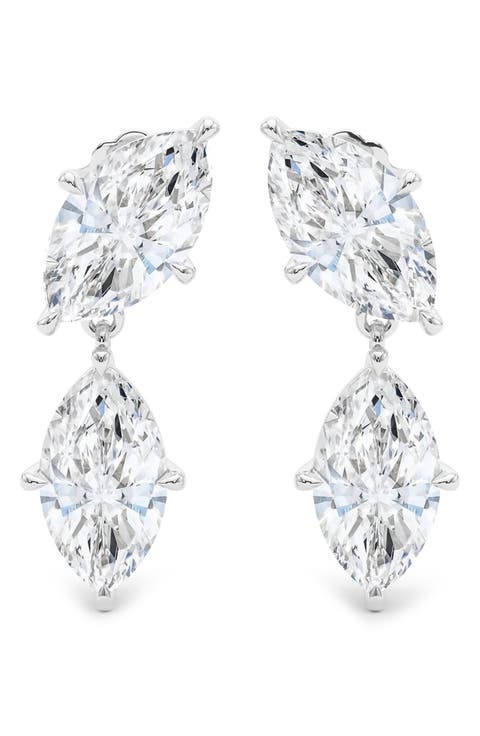 Lab Grown Diamond Twin Marquise Cut Drop Earrings